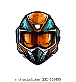 An iconic and recognizable motocross logo helmet vector clip art illustration, symbolizing speed, agility, and the thrill of the race, suitable for motocross events, advertising, and sportswear design