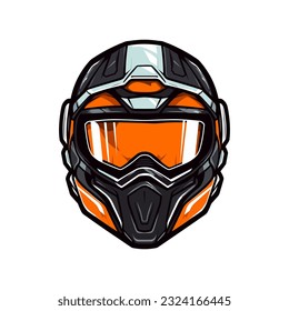 An iconic and recognizable motocross logo helmet vector clip art illustration, symbolizing speed, agility, and the thrill of the race, suitable for motocross events, advertising, and sportswear design