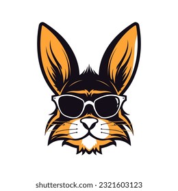 An iconic and recognizable rabbit wearing sunglasses vector clip art illustration, symbolizing a carefree and laid-back attitude, suitable for summer-themed designs, vacation promotions, and outdoor e