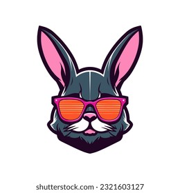 An iconic and recognizable rabbit wearing sunglasses vector clip art illustration, symbolizing a carefree and laid-back attitude, suitable for summer-themed designs, vacation promotions, and outdoor e