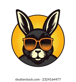 An iconic and recognizable rabbit wearing sunglasses vector clip art illustration, symbolizing a carefree and laid-back attitude, suitable for summer-themed designs, vacation promotions, and outdoor e