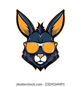 An iconic and recognizable rabbit wearing sunglasses vector clip art illustration, symbolizing a carefree and laid-back attitude, suitable for summer-themed designs, vacation promotions, and outdoor e