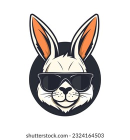 An iconic and recognizable rabbit wearing sunglasses vector clip art illustration, symbolizing a carefree and laid-back attitude, suitable for summer-themed designs, vacation promotions, and outdoor e