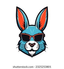 An iconic and recognizable rabbit wearing sunglasses vector clip art illustration, symbolizing a carefree and laid-back attitude, suitable for summer-themed designs, vacation promotions, and outdoor e