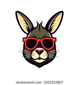 An iconic and recognizable rabbit wearing sunglasses vector clip art illustration, symbolizing a carefree and laid-back attitude, suitable for summer-themed designs, vacation promotions, and outdoor e