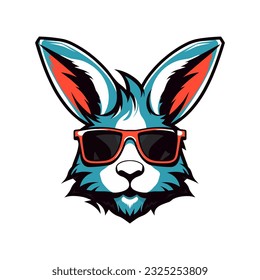 An iconic and recognizable rabbit wearing sunglasses vector clip art illustration, symbolizing a carefree and laid-back attitude, suitable for summer-themed designs, vacation promotions, and outdoor e