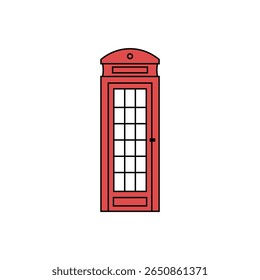 Icônica vermelha ilustração da cabine telefônica britânica, simbolizando comunicação e charme de Londres.