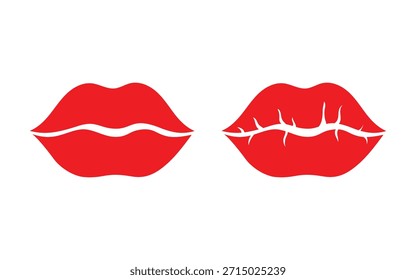 Iconic Red Kiss Lips Vector Logo – Love Fashion Beauty Mouth Illustration for Valentine Cosmetic Designs