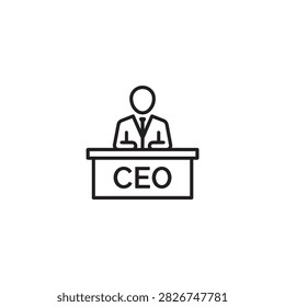 Iconic representation of a chief executive officer at a desk with formal attire signifying corporate authority and strategic decision-making for business concepts.