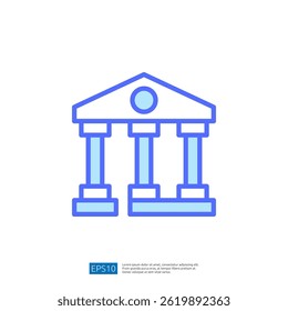 Iconic Representation of a Courthouse with Columns Symbolizing Law and Justice in a Minimalist Style