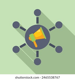Ikonische Darstellung der digitalen Marketingstrategie mit einem Megafon und Verbindungsknoten