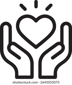 Iconic Representation of Giving Love and Support Symbolic Heart Held in Cupped Hands Emphasizing Care and Generosity