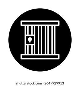 Iconic representation of imprisonment, justice, confinement, and security, with its stark bars and suggestive lock