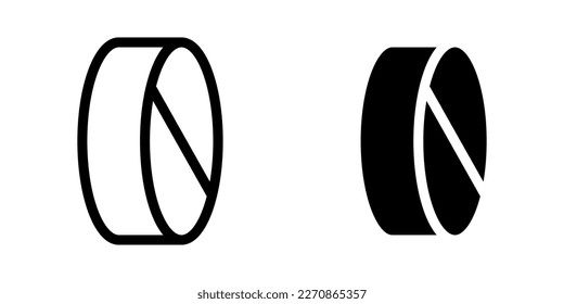 An iconic representation of medication or dietary supplements, typically portrayed as a small circular shape with a distinctive color and design