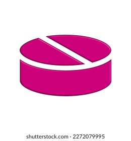 An iconic representation of medication or dietary supplements, typically portrayed as a small circular shape with a distinctive color and design