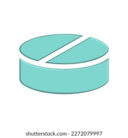 An iconic representation of medication or dietary supplements, typically portrayed as a small circular shape with a distinctive color and design
