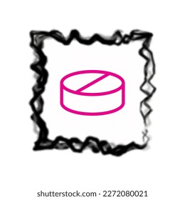 An iconic representation of medication or dietary supplements, typically portrayed as a small circular shape with a distinctive color and design