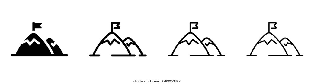 Iconic representation of summiting a mountain, signifying success, ambition, and the culmination of effort