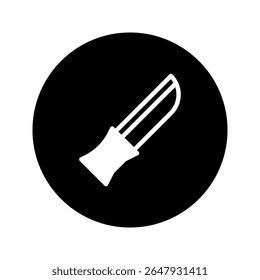 Ikonische Darstellung eines weißen Messers innerhalb eines schwarzen Kreises bietet ein minimalistisches und dennoch kraftvolles Symbol