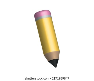 iconic retro pencil writing and editing symbol 3d illustration rendering icon editable isolated.