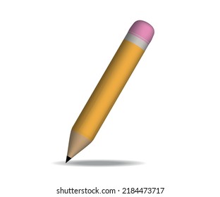 iconic retro pencil writing and editing symbol 3d illustration rendering icon editable isolated.