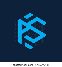 vector de diseño del logotipo de la letra conjunta de iconic a s. logotipo de s con cuadrícula de logotipo. 