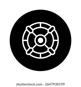 Icônico cadeado seguro que representa segurança e proteção de ativos dentro de um logotipo círculo preto minimalista