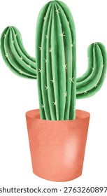 Iconic Saguaro Cactus with Multiple Arms and Sharp Spines