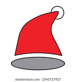 An iconic Santa hat design. Simple yet full of Christmas spirit, perfect for use in holiday-themed projects or winter season apps