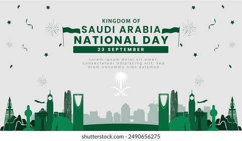 Iconic Saudi arabia Landmarks Illustration for National Day Celebration