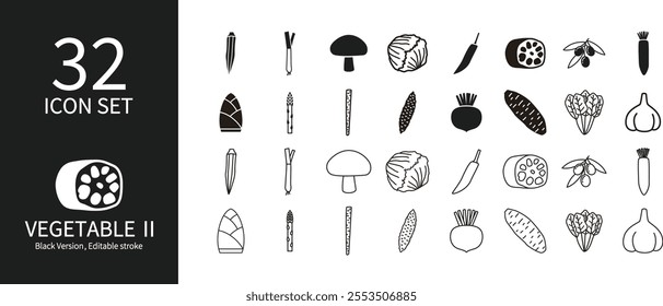 Iconic set of various vegetables and root crops