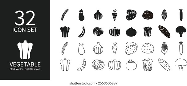 Iconic set of various vegetables and root crops