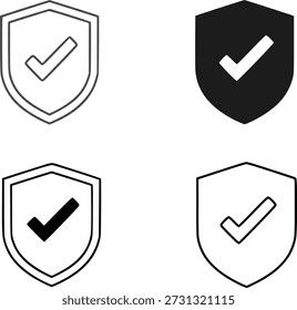 Iconic Shield Checkmarks in Minimalist Style Conveying Confidence and Trust