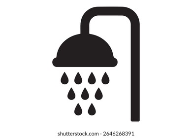 Iconic shower head with falling water drops in black color