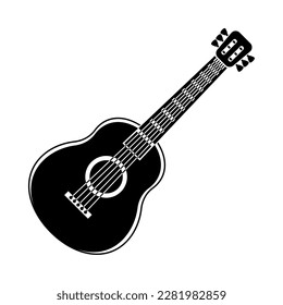 Iconic silhouette of acoustic guitar isolated