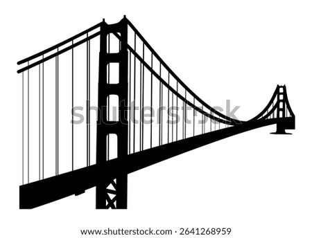 Iconic silhouette of Golden Gate Bridge design
