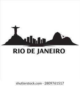 Iconic silhouette of rio de janeiro with christ the redeemer statue