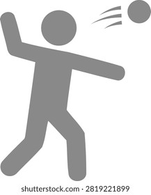 Iconic silhouette of a stylized person in midaction powerfully throwing a ball with visible motion lines trailing behind it perfect for representing sports and active endeavors