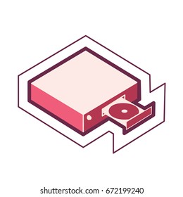 Iconic simple DVD player graphic with an outline.