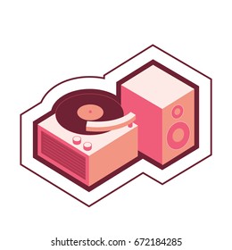 Iconic simple vintage phonograph or record player graphic with an outline.