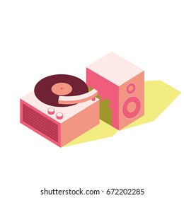 Iconic simple vintage phonograph or record player graphic.
