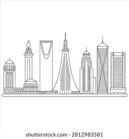Iconic skyline silhouettes featuring landmark buildings and structures