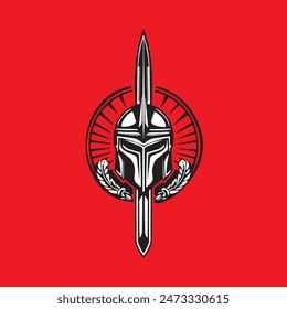 Iconic Spartan Warrior Helmet Emblem - Symbol of Ancient Valor and Strength