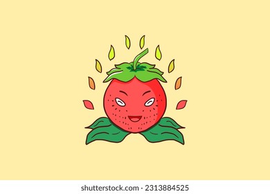 An iconic strawberry fruit character logo suitable for businesses in the field that provide strawberries as their superior menu