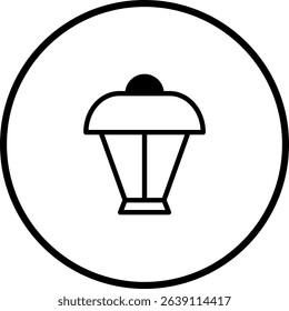 Iconic Streetlight Silhouette Encapsulated in a Circular Frame for Vector Graphics