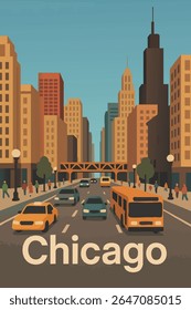 Chicago’s iconic streets shine at sunset, where the city’s architecture and vibrant city lights create a stunning backdrop.