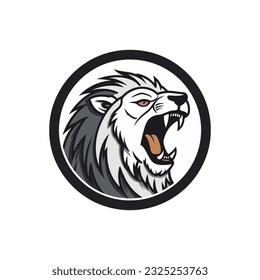 An iconic and striking howling lion vector clip art illustration, representing courage and leadership, suitable for sports team logos, mascots, and empowering visuals