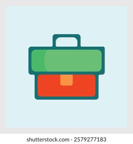 Iconic Suitcase Design Featuring Green and Red Colors on a Light Blue Background