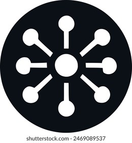 Iconic symbol representing a network, connection or communication.