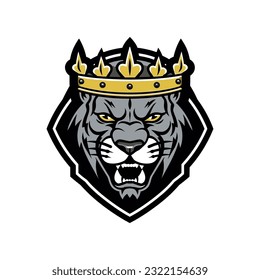 An iconic and symbolically rich panther head wearing a crown vector clip art illustration, representing dominance and authority, suitable for album covers, event invitations, and powerful visuals